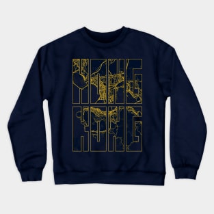 Hong Kong, China City Map Typography - Gold Art Deco Crewneck Sweatshirt